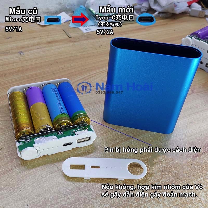 [HCM]Mạch sạc 4 cell pin 5V2A + box 4 cell vỏ nhôm ( có lò xo, không gồm pin )