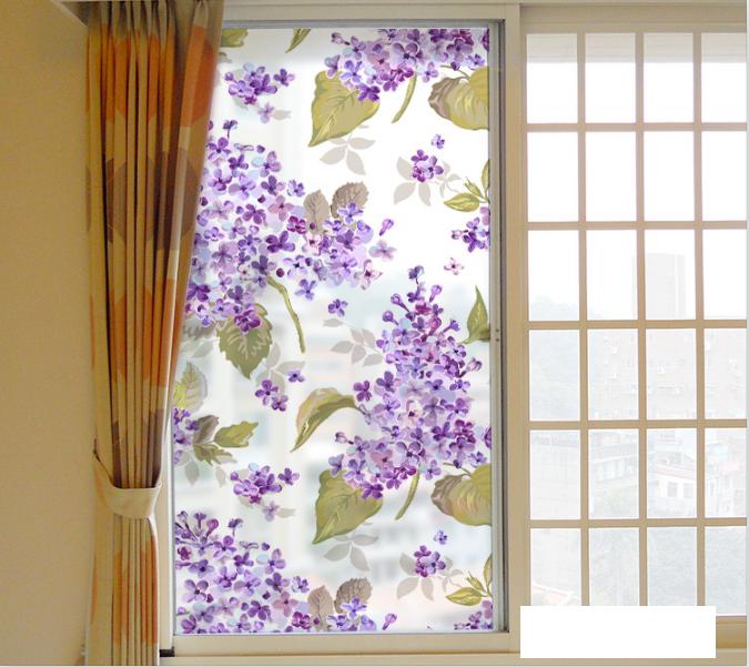 [HCM]Decal Dán Kính Cao Cấp -  Hoa Sơn Trà Tím ( 60x116 )-DK1063