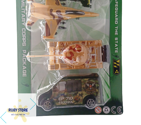 [Đồ chơi chạy trớn] VỈ XE VÀ MÁY BAY CHIẾN ĐẤU 5 CHIẾC MILITARY