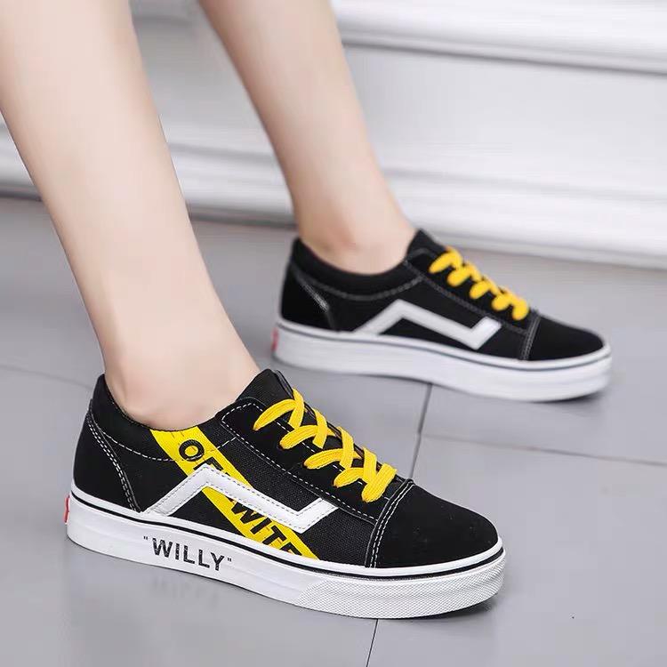 (video that) Giầy nữ Vanz old skool OFF WiTE Sneaker vải Trăng Đen 2 (Grab Store)
