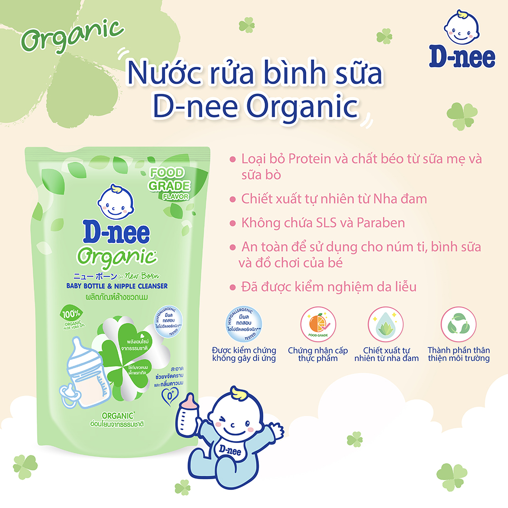 Combo of 3 D-Nee Organic Baby Bottle Cleaner 600 ml (Bottle)