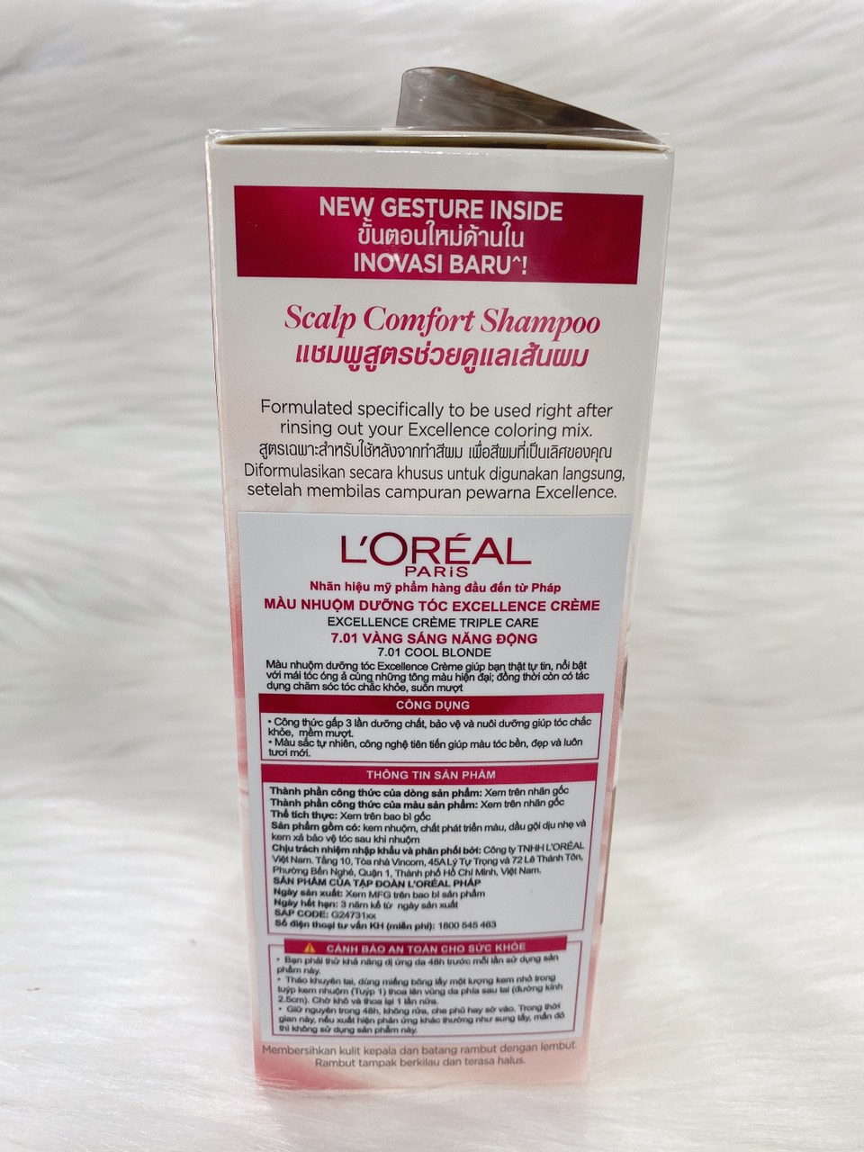 Màu Nhuộm L'Oreal Dưỡng Tóc Phủ Bạc 7.01 Vàng Sáng