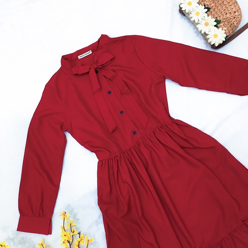 ĐẦM BABYDOLL ĐỎ CÓ NƠ CỔ (có ảnh thật) MS47