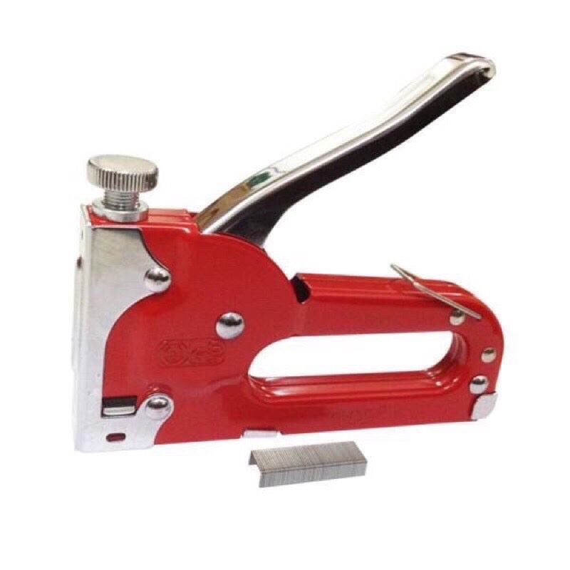 Súng bắn ghim - Kìm bắn đinh ghim TOP cầm tay có tăng lực, đa năng, tiện dụng - Tặng hộp 5000 ghim 16/6 - Kềm bắn ghim gỗ chuyên nghiệp (Đỏ)