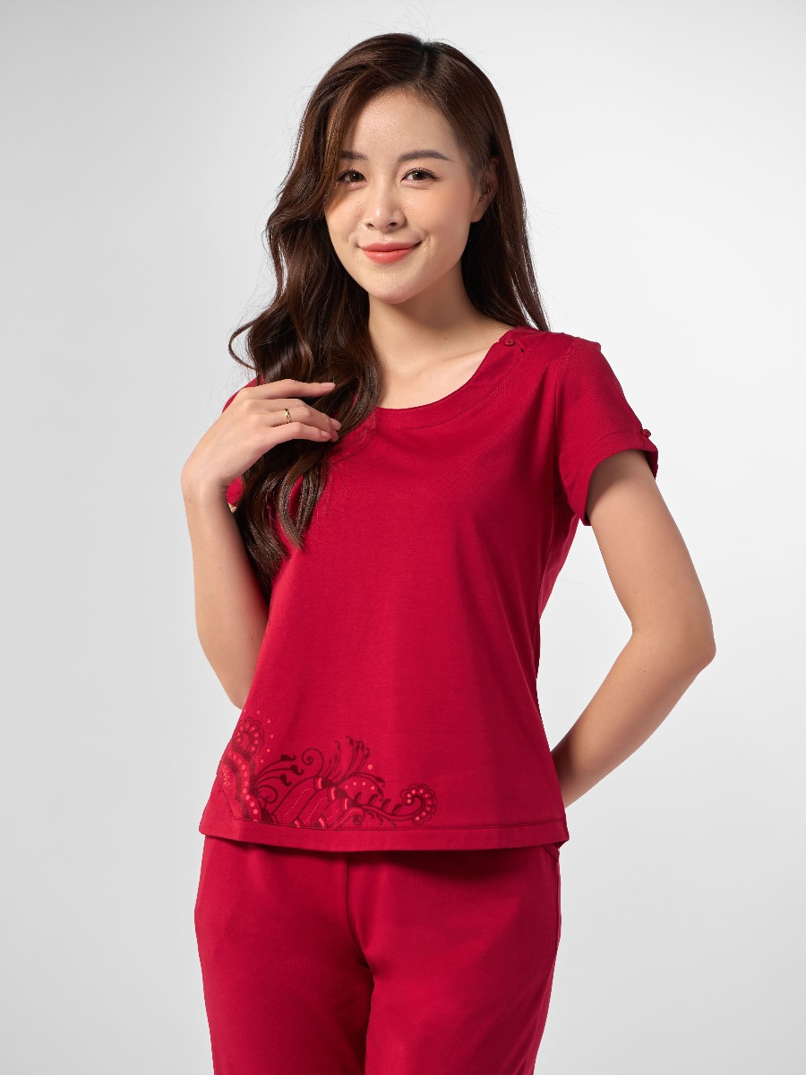 Winny - bộ đồ cotton tay dài quần dài mặc nhà họa tiết hoa 1mnct23149d