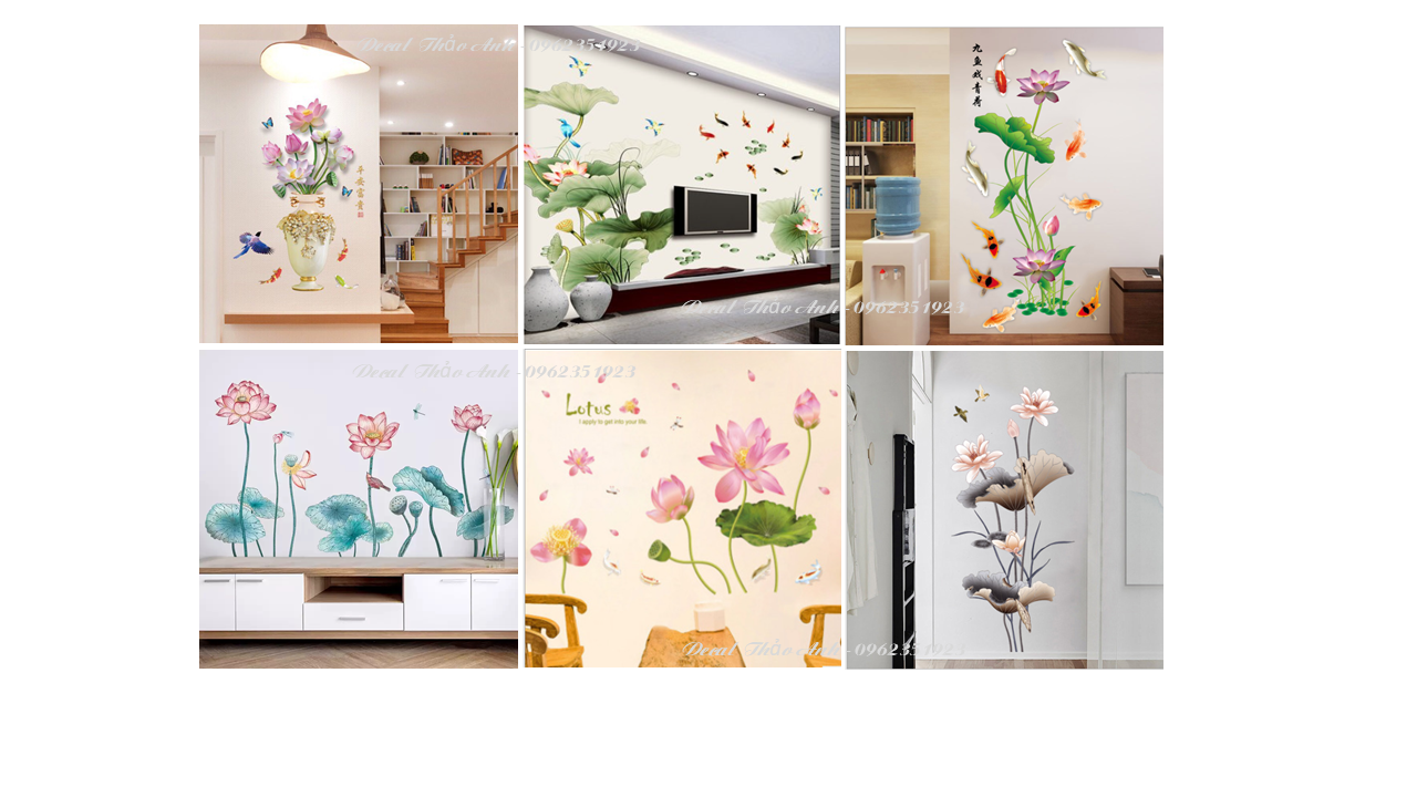[HOASEN] DECAL TRANG TRÍ PHÒNG KHÁCH, DÁN TƯỜNG HOA SEN VÀ CÁ