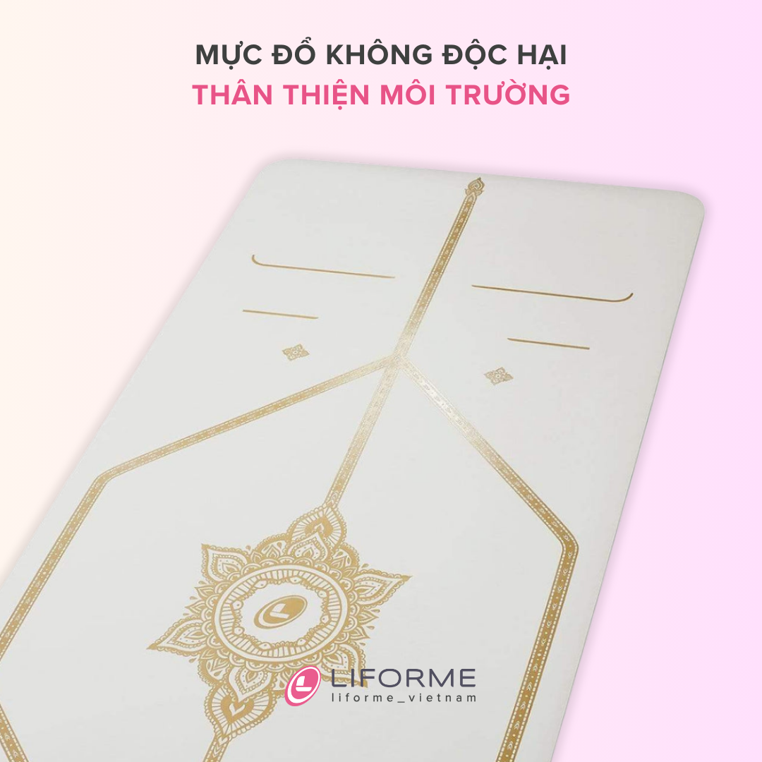 Thảm tập yoga Liforme 'White Magic' 4.2mm - White/Gold