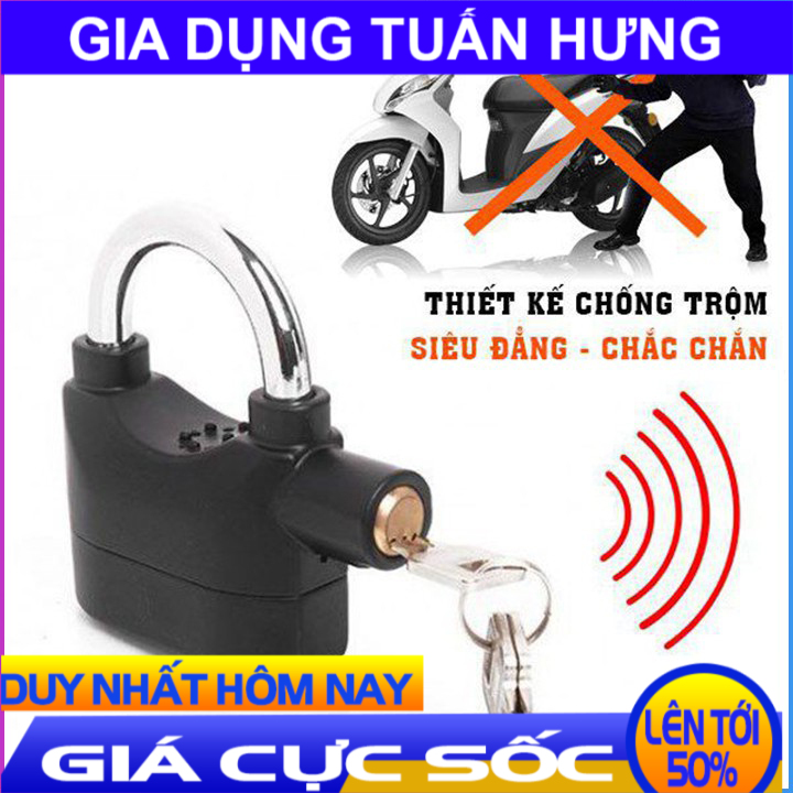 [ SALE UP TO 50 % ] O khoa chong trom, Khóa chống trộm có còi báo động, thiết bị chống trộm dùng khóa xe máy, khóa cửa, Ổ khóa thông minh có còi hú báo động lớn - Tặng kèm pin , Ổ khóa chống trộm Alarm Clock