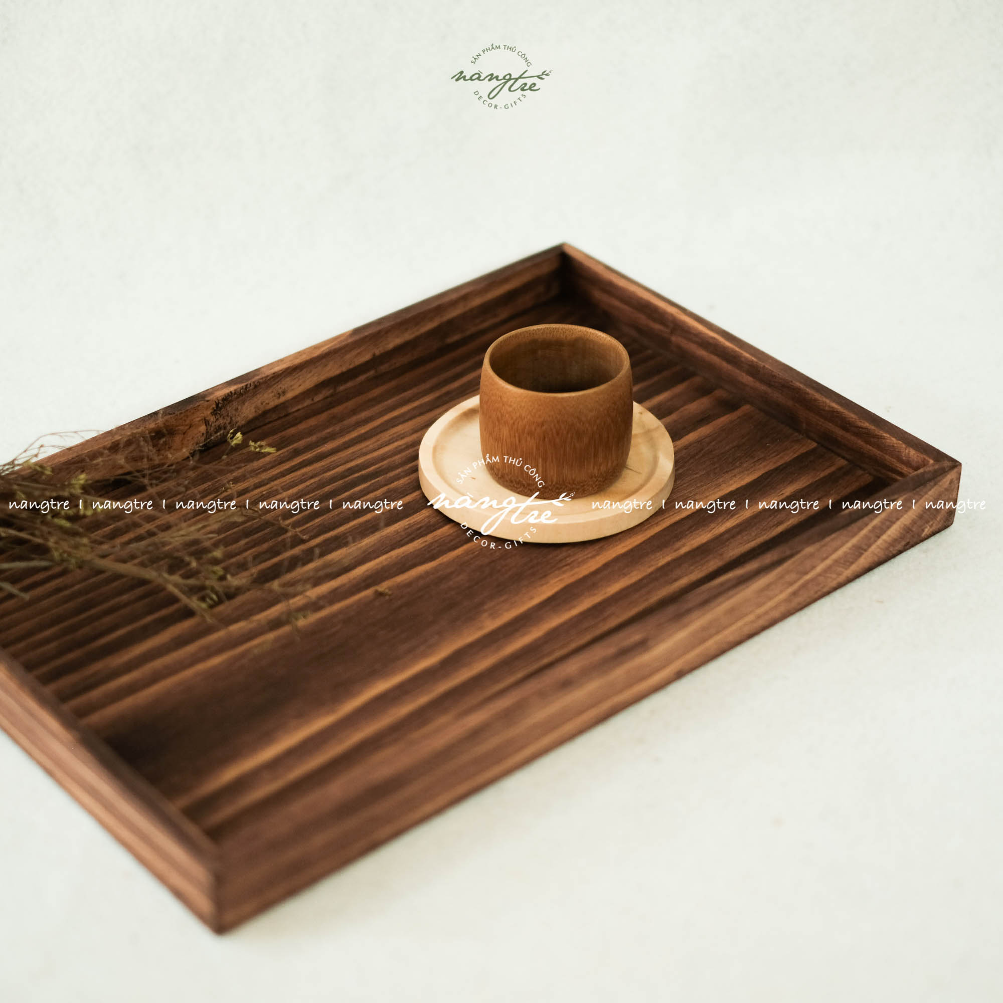 Khay gỗ chữ nhật đựng đồ