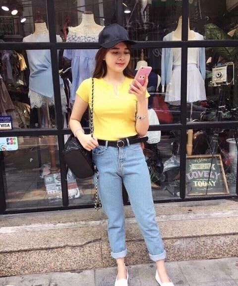 Quần jean nữ baggy 9 tấc xanh nhạt