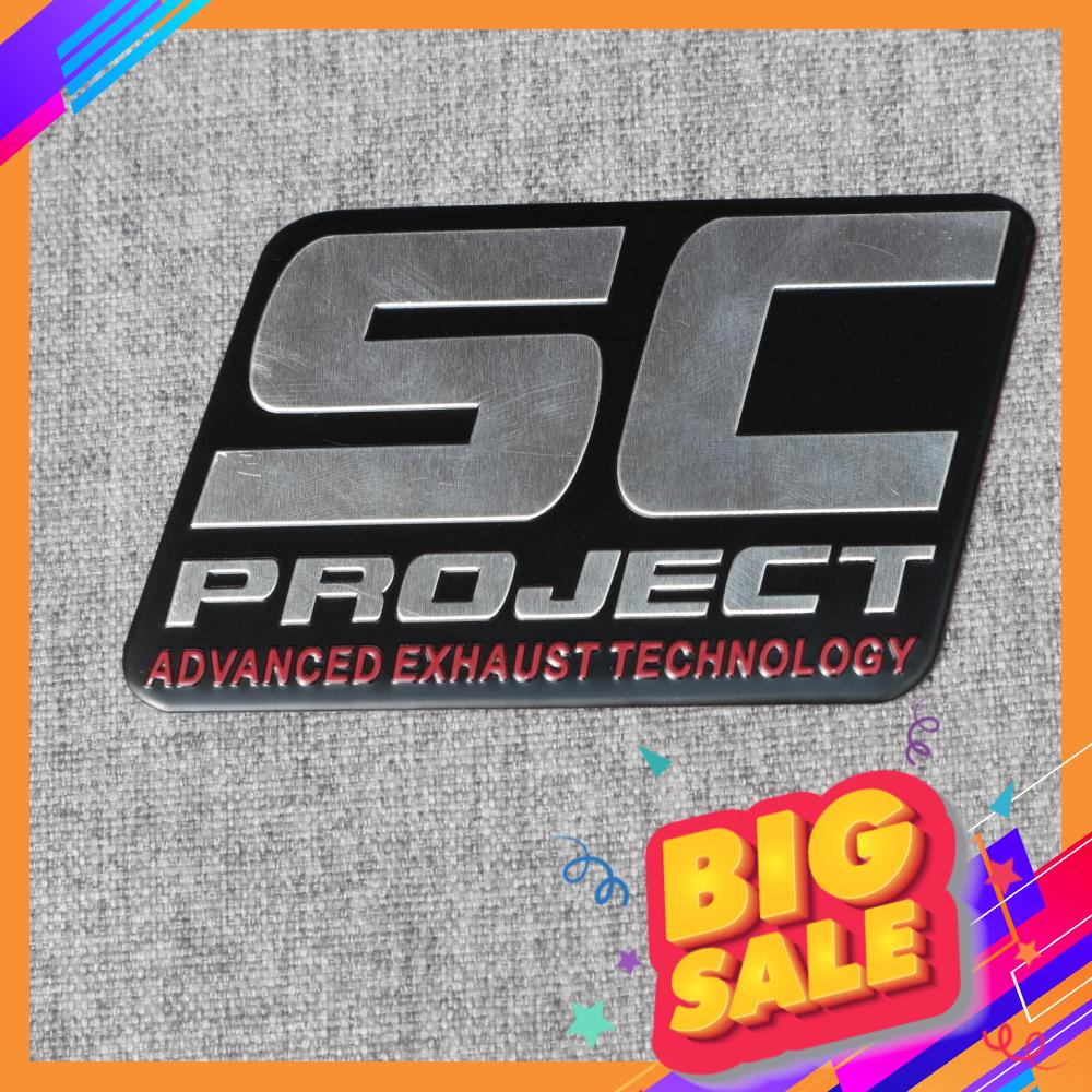 TEM NHÔM DÁN PÔ XE, GẤP XE LOGO SC PROJECT KEO 3M DÍNH NHƯ KEO DÍNH CHUỘT MẪU MỚI