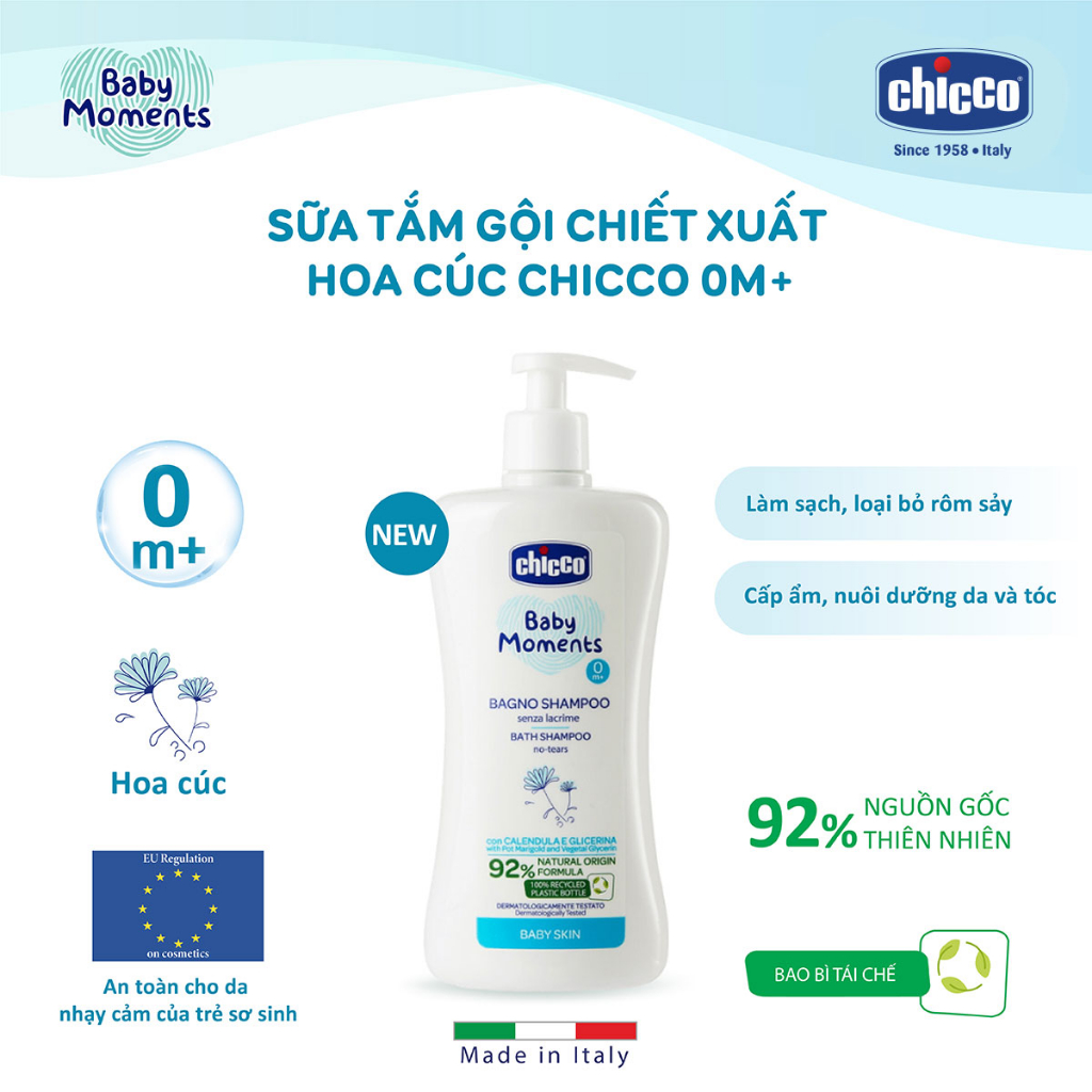 [CHÍNH HÃNG] Sữa tắm gội hoa cúc Chicco 200ml & 500ml