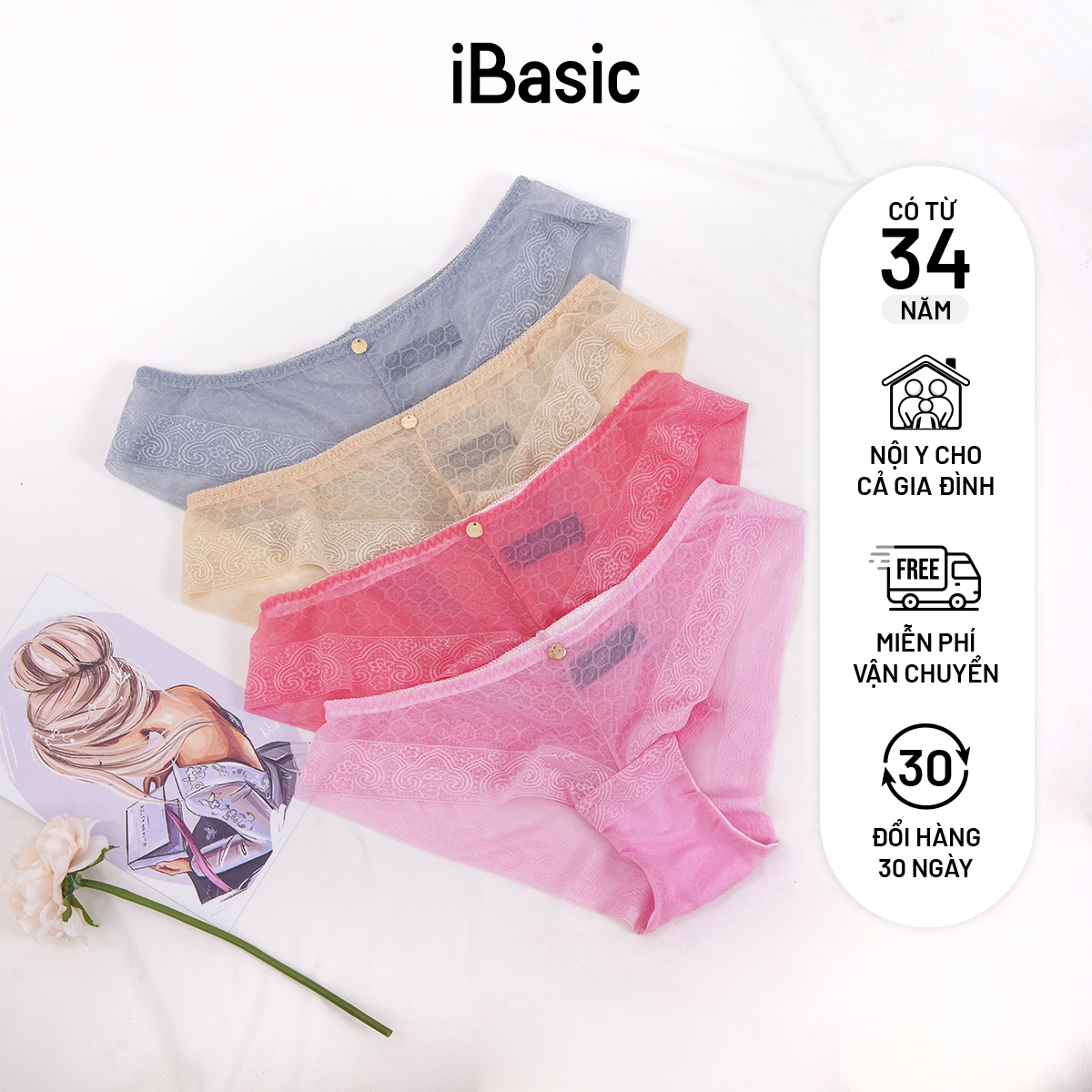Quần lót nữ iBasic bikini ren PANW159
