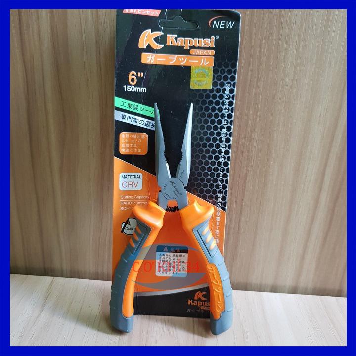 Kìm mỏ nhọn 6 inch KAPUSI thép CR-V tiêu chuẩn Nhật Bản