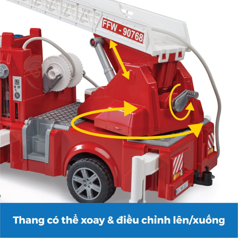 Đồ Chơi BRUDER Xe Cứu Hỏa Mercedes Benz Và Thang Xoay, Hệ Thống Bơm Nước BRU02673