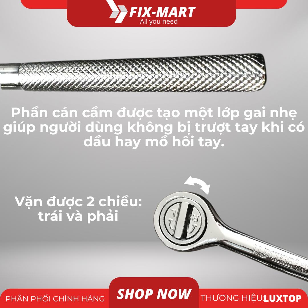 Cần siết tự động 1/2 có đảo chiều đầu tròn Luxtop