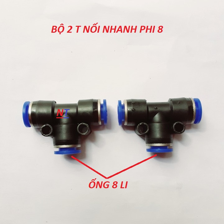 Tê 8mm nối dây phun sương khớp nối ống 8mm ống nối nhanh 8mm chữ T tê nhựa nối ống 8mm phun sương phụ kiện máy phun sương