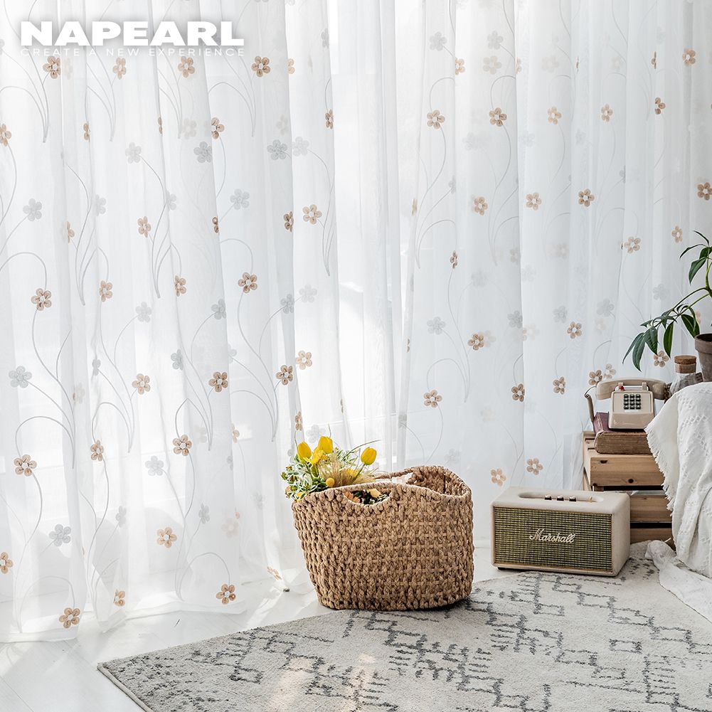 Napearl Rèm cửa in họa tiết bông hoa nhỏ thanh lịch thích hợp trang trí phòng khách - INTL