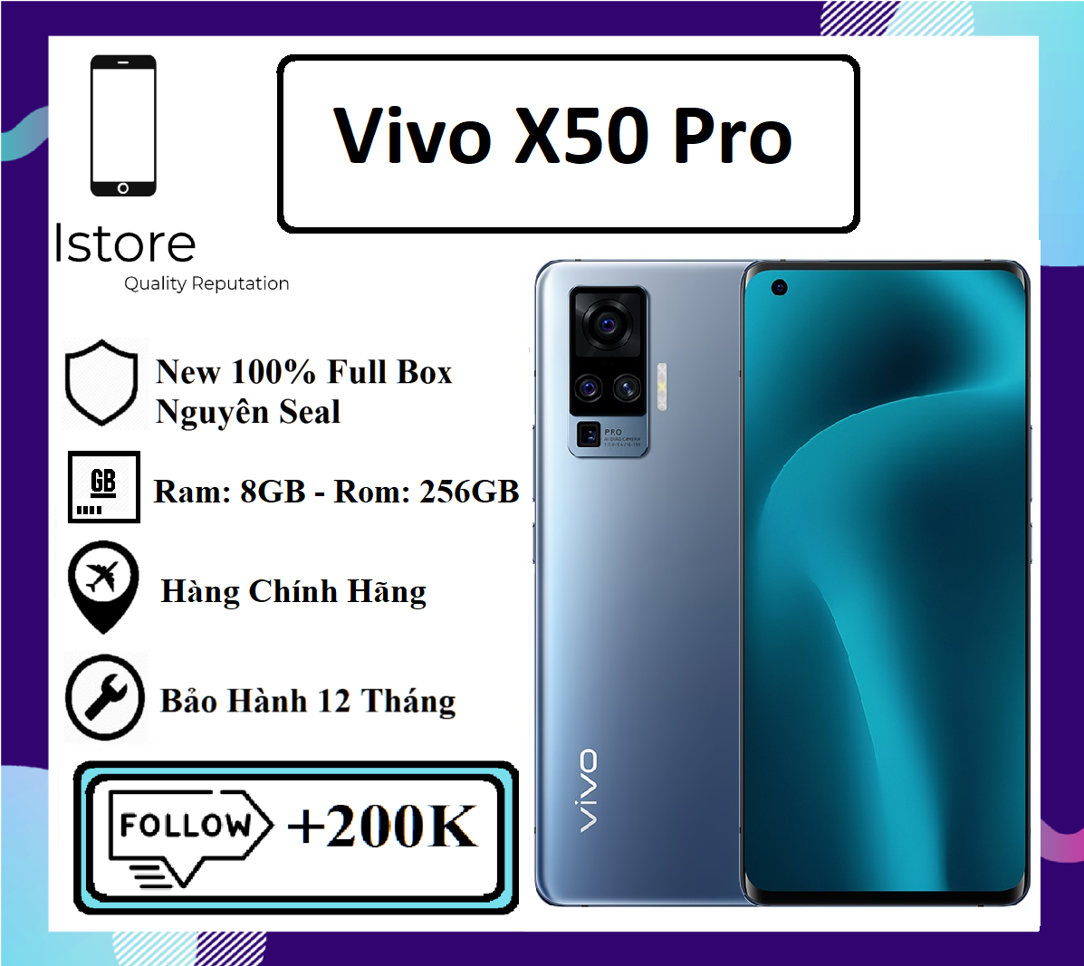 Điện Thoại Vivo X50 Pro - 8GB|256GB - Màn Hình:...