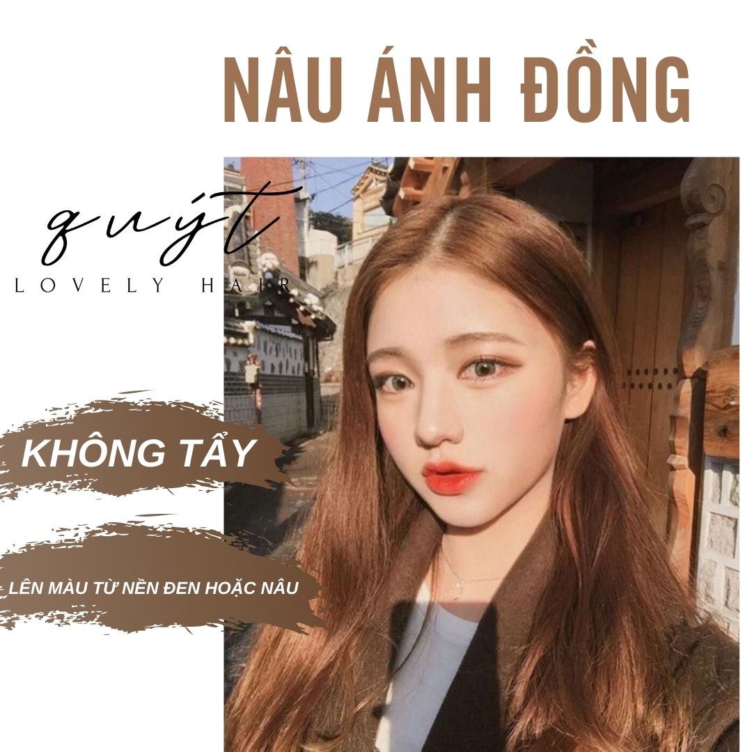 NÂU ĐỒNG- nhuộm tóc màu nâu cam đồng màu nhuộm không tẩy tóc KAMI 100ML + TẶNG kèm trợ nhuộm