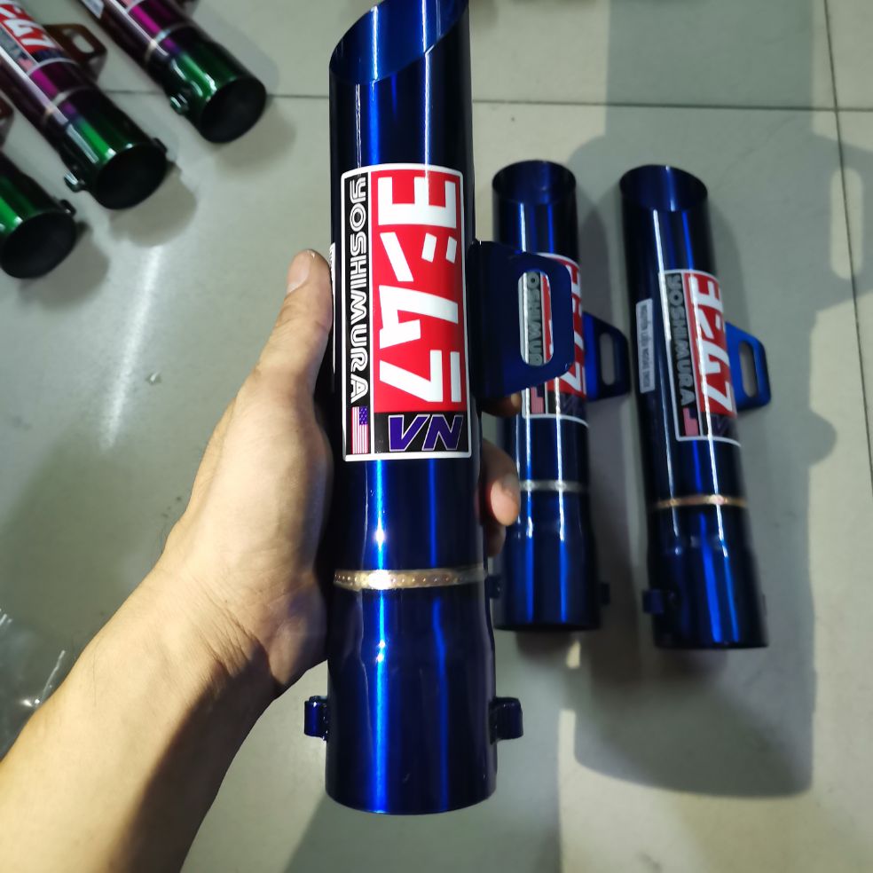 pô xe máy toke kou inox không nỉ (màu xanh)