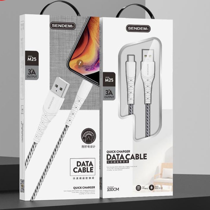 [SẠC NHANH] Cáp Dù Sac  Nhanh Sendem M25, Chân Lightning , Micro Usb,Dây Dù Chống Đứt