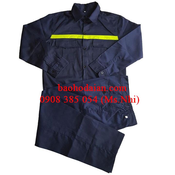 Quần áo bảo hộ lao động DN09 vải kaki Nam Định thoáng mát may kèm phản quang- Hình thật