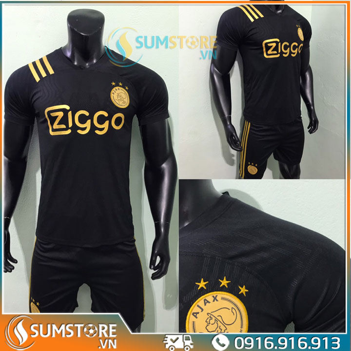 Bộ Quần Áo Bóng Đá Thể Thao CLB Ajax Amsterdam Đen Đỏ 2024 - Áo Thể Thao Đá Banh Nam Nữ Cao Cấp