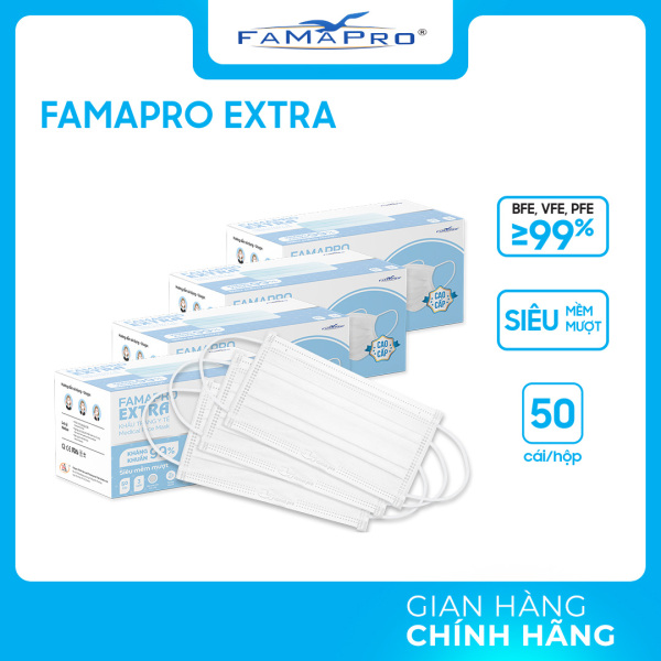 Combo 4 hộp khẩu trang y tế kháng khuẩn 4 lớp Famapro Extra (50 cái/ hộp)