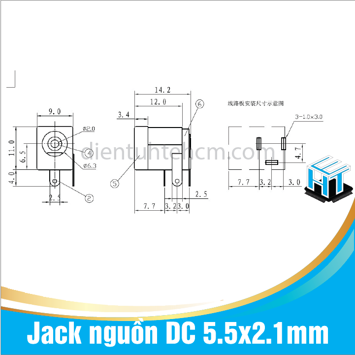 Jack nguồn DC - Size 5.5x2.1mm ( DC-005)