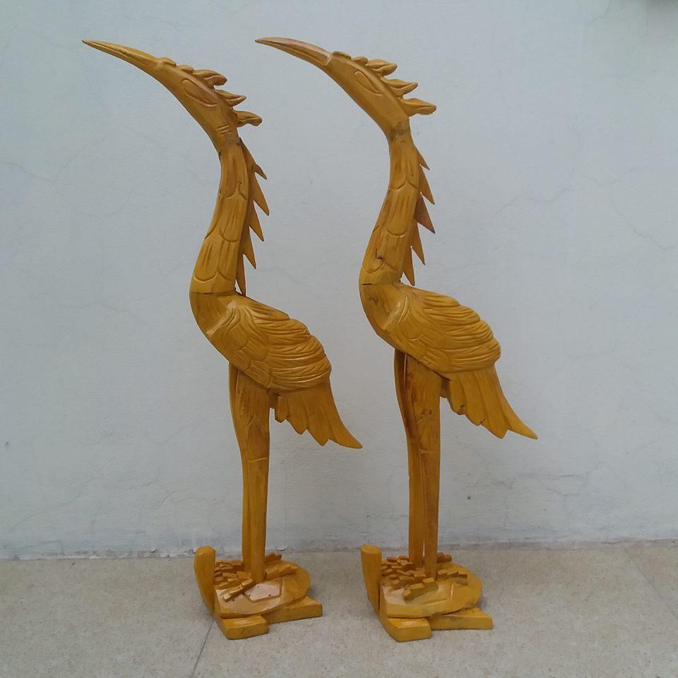 hạc thờ gỗ mít kích thước cao 61