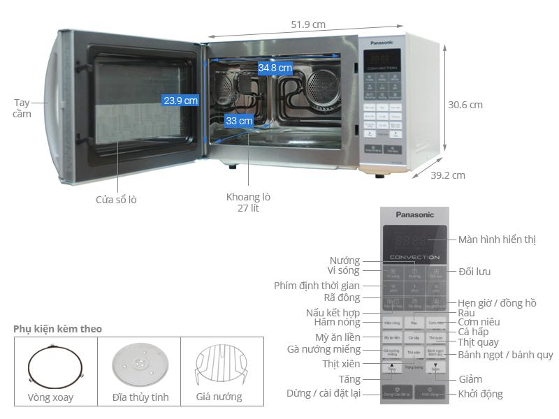 (Trả góp 0%) Lò vi sóng Panasonic NN-CT655MYUE 27 lít