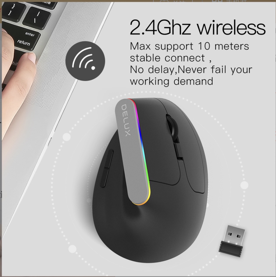 IT Smart Chuột máy tính ERGONOMIC DELUX Wireless RGB NewDesign
