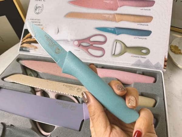Bộ sét dao kéo everrichh lúa mạch sịn sò siêu sắc bén 6 chi tiết.  Bộ dao lúa mạch 6 món an toàn tiện dụng