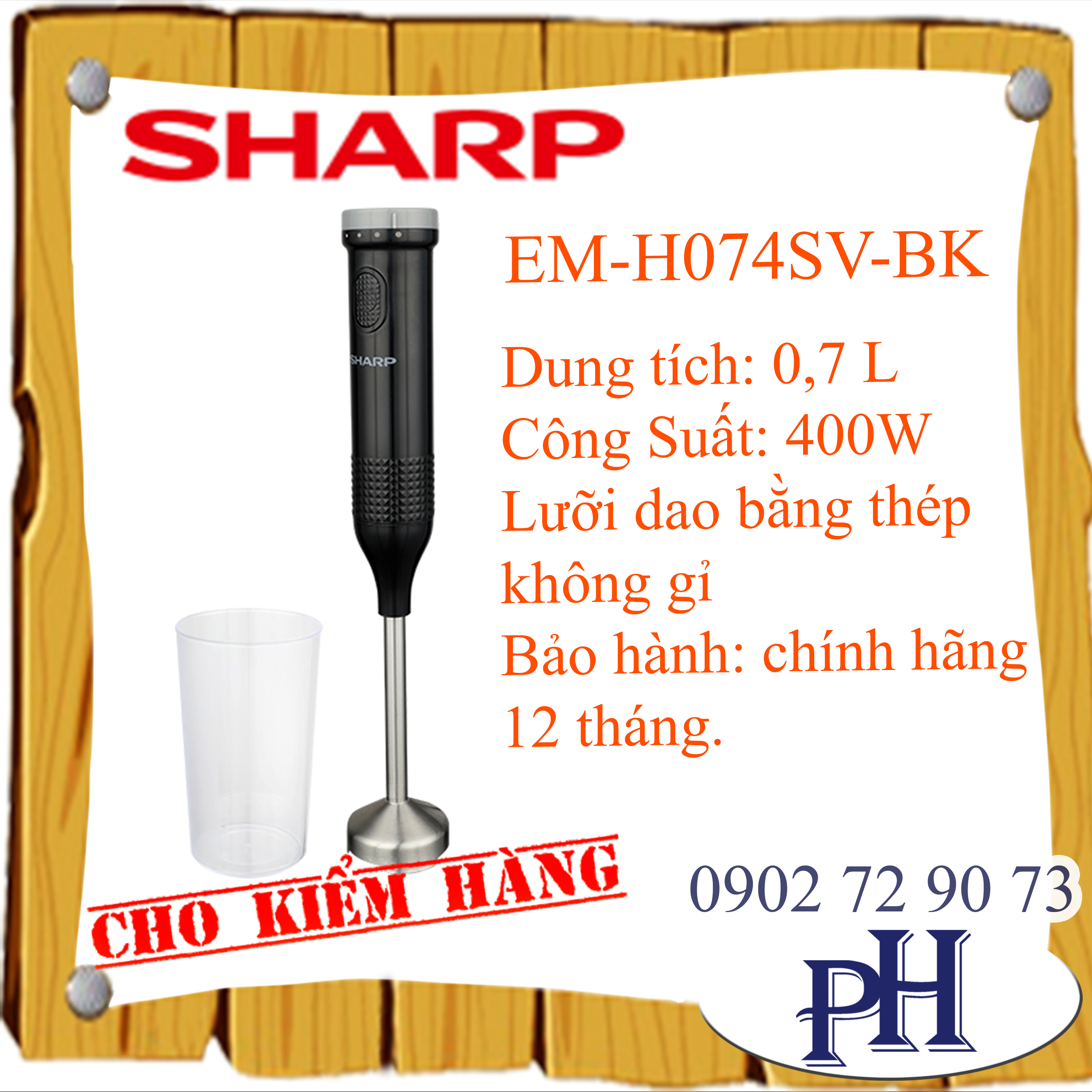 [HCM]Máy Xay Cầm Tay Sharp EM-H074SV-BK