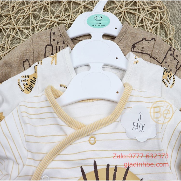 Set 3 cái Áo liền quần bé trai Body liền tất Sleepsuit sơ sinh GEORGE newborn xuất dư BAB12-191