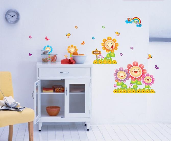[HCM]Decal trang trí Chân tường Hoa Mặt Cười-K53