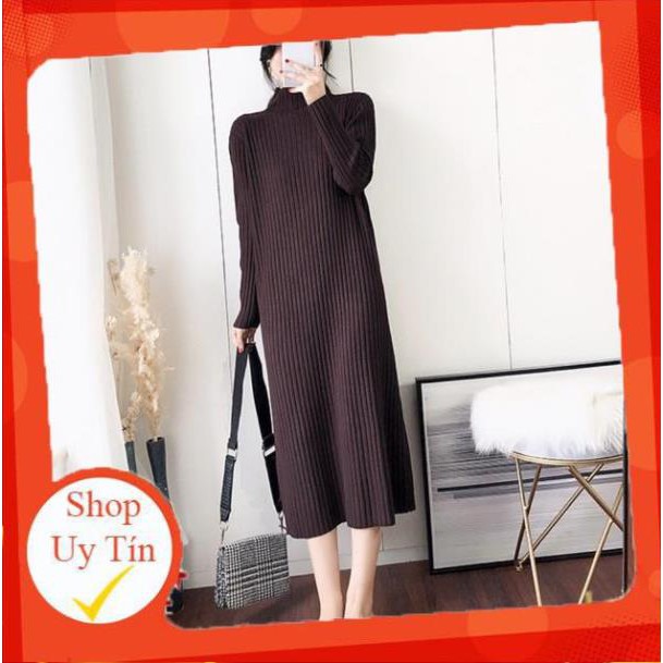 ( MẪU MỚI ) ✅ Váy bầu mùa đông freesize dành cho mẹ chất len dầy dặn cao cổ B07