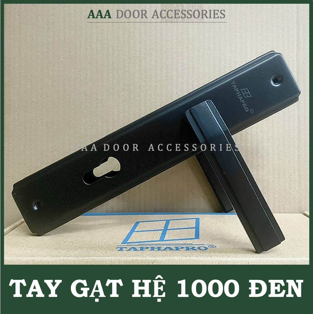 Khoá tay gạt cửa đi taphapro màu đen hệ 1000 dùng cho cửa nhôm, sắt, gỗ đố 4x8