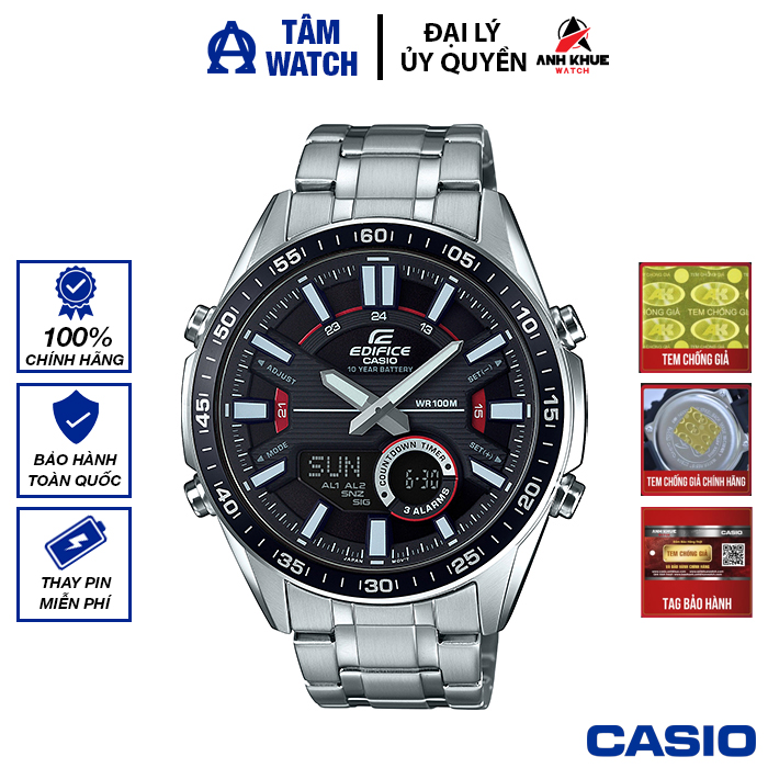 Đồng hồ nam dây kim loại casio edifice chính hãng anh khuê efv-c100d-1avdf