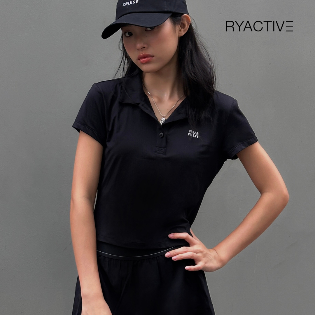 Áo thun polo nữ RYACTIVE - TEMPO POLO Black