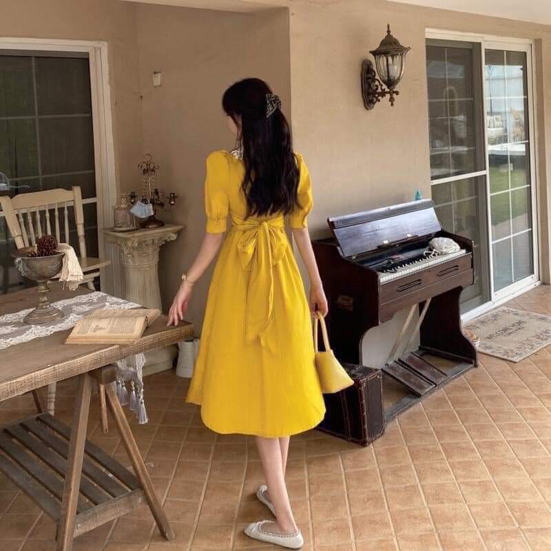 Đầm xòe cổ sen tay ngắn-MTB