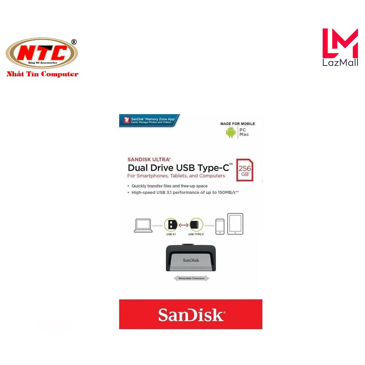 USB OTG Sandisk Ultra Dual Type-C 3.1 256GB 150MB/s (Bạc)