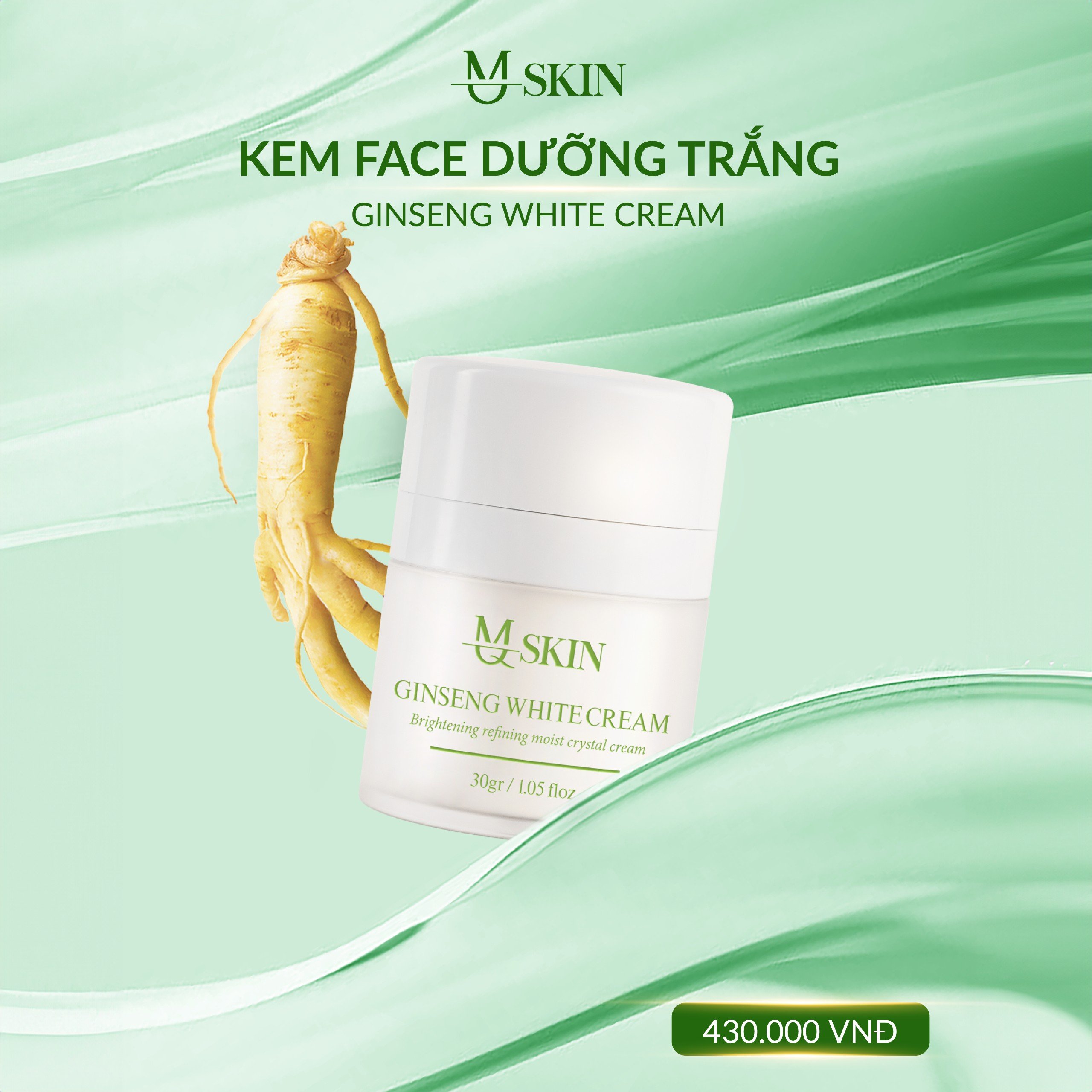 Kem Face Nhân Sâm, Ginseng White Cream dưỡng trắng sáng da 30gr ( New)