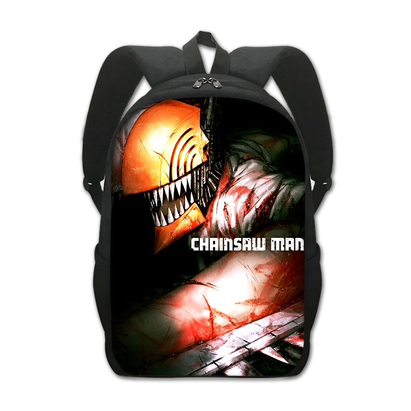 New chainsaw man anime school bag chainsaw man creative polyester comfortable backpack