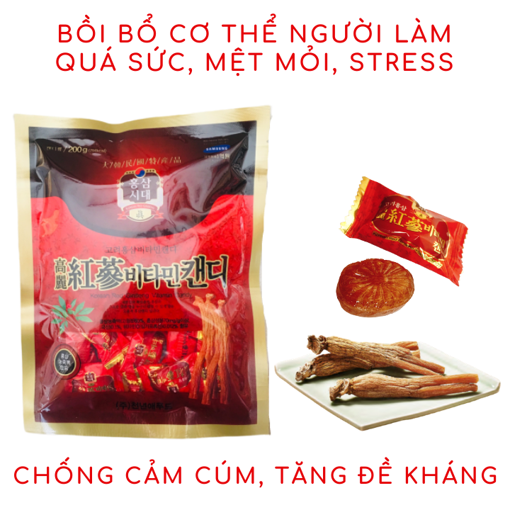 [HCM]Combo 2 gói kẹo sâm vitamin Hàn Quốc 200g