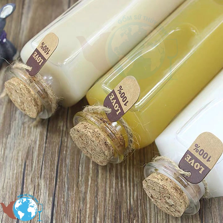 [HCM]Chai thủy tinh Lục Giác nút bần 350ml