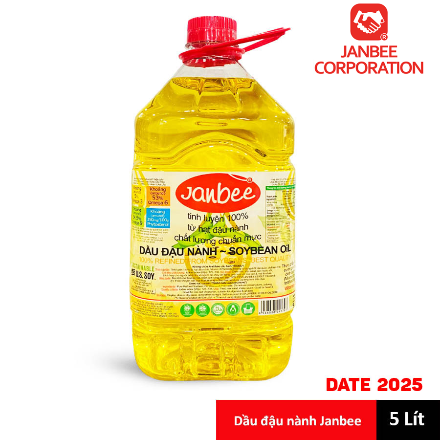 Thùng Dầu Đậu Nành Janbee 5 Lít - 4 Chai