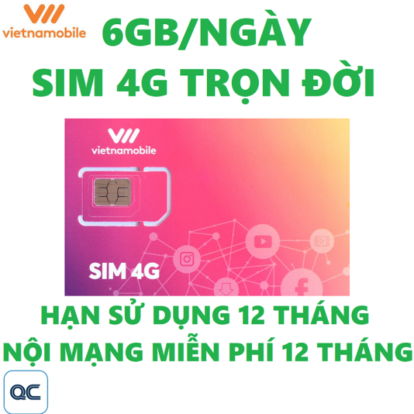 [HCM]Sim 4G vietnamobile trọn đời 180GB gói khuyến mãi 12 tháng tặng que chọt sim miễn phí vận chuyễn