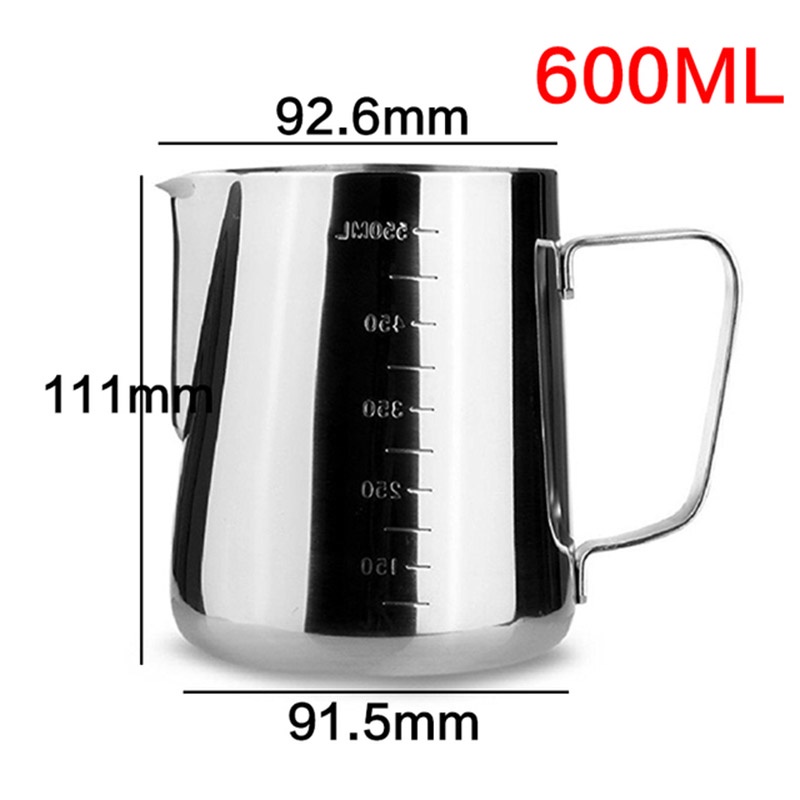 ⚡Hàng Sẵn Có⚡350/600ml bình pha sữa thước bằng thép không gỉ chất lượng cao, làm nóng sữa làm kem thích hợp cho barista, máy pha cà phê espresso
